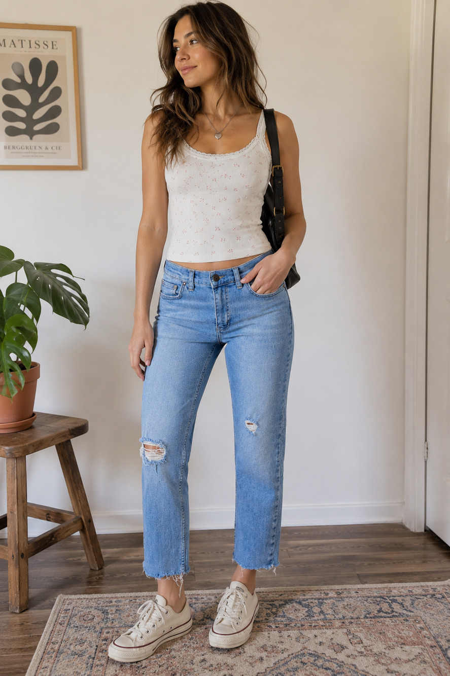 Free People We The Free Twenty Eight Distressed Raw Hem Crop Jeans 28